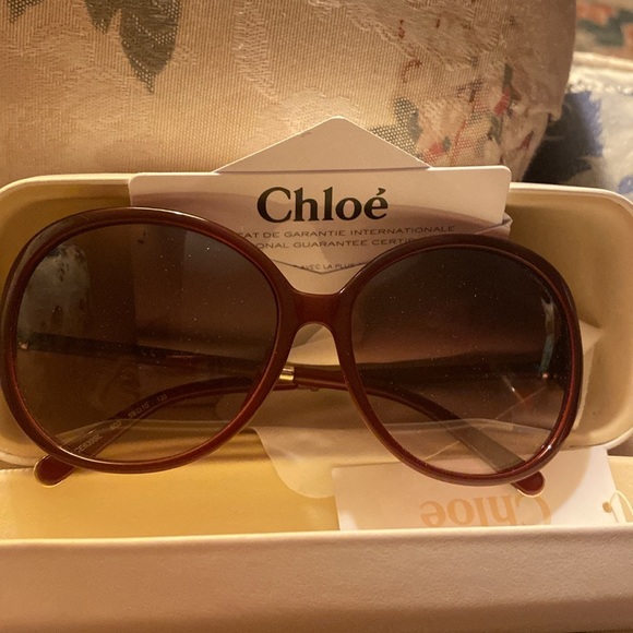 CHLOE SUNNIES SUNGLASSES NWT & CASE BEAUTIFUL BURGUNDY - Picture 7 of 16